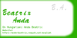 beatrix anda business card